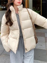 Women's Trench Coats 2023 Stand Collar Down Jacket For Women Autumn Winter Fashion Solid Loose Parkas Casual Long Sleeve Zippers Outwear