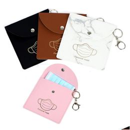 Keychains Lanyards Portable Mask Storage Bag Keychain Reusable Outdoor Dust Masks Bags Keyring Pendant Fashion Pu Leather Ca Dhgarden Dhyh4