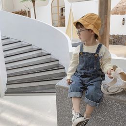 Rompers Spring Autumn boys girls casual allmatch denim overalls Children loose suspender trousers 15Y 230907