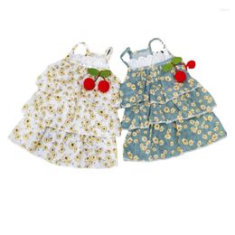 Dog Apparel Pet Clothing Daisy Suspender Cake Dress For Clothes Cat Small Cherry Print Cute Thin Spring Summer Yorkshire Accessories