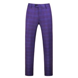 Men's Suits & Blazers Gwenhwyfar Purple Plaid Men Suit Pants Spring Male Dress Business Office Resistant Big Size Classic Tro260Z