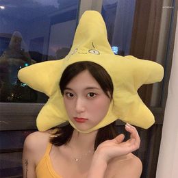 Berets Korean Version Of Ins Cute Five Pointed Star Plush Headgear Girl Selfie Funny Hat Net Red Shooting Props