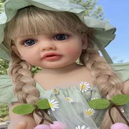 Dolls Realistic 55cm Reborn Doll Handmade Soft Silicone Baby Full borm Girl With Pacifier 230907