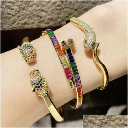 Bangle Vintage Snake Bracelets For Women Zirconia Stainless Steel Animal Adjustable Bracelet Jewelry Gift Bijoux Femme 230215 Drop Del Dhd9G