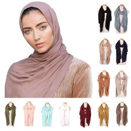 Ethnic Clothing Muslim Women Hijab Long Scarf Crinkle Headscarf Shawl Wrap Islamic Stole Scarves Turban Bandanas Soft Solid Colour 180 95cm