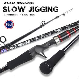 Boat Fishing Rods MADMOUSE slow jigging rod Japan fuji parts 19M 12kgs lure weight 60150g pe0825 boat spinningcasting Ocean Rod 230907