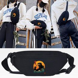 Waist Bags Bag Crossbody Hip Hop Street Shoulder Multifunction Belt Chest Black Monster Print Small Unisex Handbag