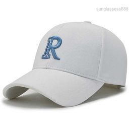 R chapéu masculino na moda verão língua de pato nova cabeça grande beisebol feminino preto ins bordado m0zc