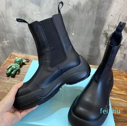 Boots Design Temperament Easy to Wear Comfortable Shoes Luxury Black Paired with LeatherFabric Calfskin Inner