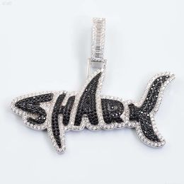 Wholesale Shark Charm Iced Out Pendant Copper with 5a Cz Diamond for Brass Hiphop Jewelry