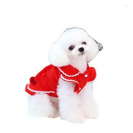 Dog Apparel Dress Autumn Winter Pet Clothes Woollen Puppy Princess Clothing Festival Costume For Small Little