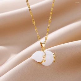 Pendant Necklaces Natural Opal Gourd Necklace For Women Stainless Steel Clavicle Chain Delicate Couple Jewellery