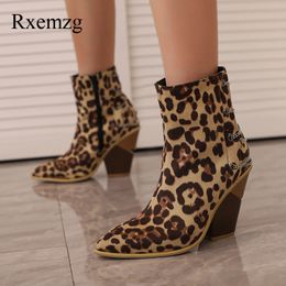 Boots Rxemzg 2024 Autumn Winter Fashion Dress Office Women Ankle Thick High Heels Ladies Pointed Toe Shoes Woman Plus Size 3448 230907