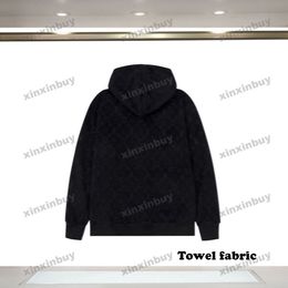 xinxinbuy Men designer Hoodie Sweatshirt 23ss Paris Letter jacquard Towel fabric long sleeve women black white S-2XL