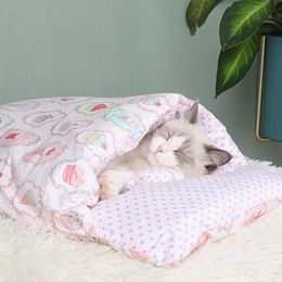 kennels pens Pet cat litter Cat sleeping bag removable washable winter bed closed warm nest dog kennel 230907