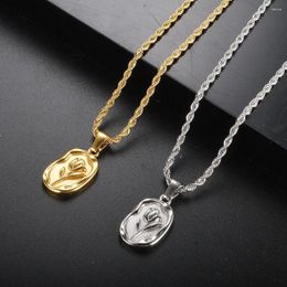 Pendant Necklaces Trendy 3D Rose Flower Necklace Choker Stainless Steel Metal Waterproof Collar 2023 Fashion Jewellery Party Gift