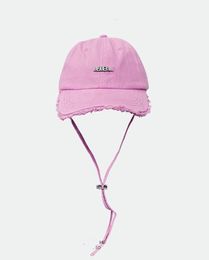 Simple Brushed Baseball Cap Female Tassel Sun-Proof Peaked Cap with Wind Proof Rope