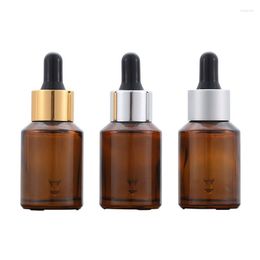 Storage Bottles Empty Bottle Glass Dropper Brown Pipette 25pcs Black Glod Silver Ring Rubber Top 30ml Essential Oil Vials