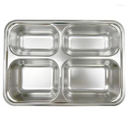 Plates Steel Divided Tray Dinner Plate Lunch Container 4 Compartment Restaurant For Adults