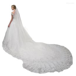 Bridal Veils Luxurious Long Lace Appliques Beads Wedding Tulle Veil Accessories Shawl