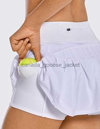 Skirts Tennis Pleated Yoga Skirt Gym Clothes Women Running Fitness Golf Pants Shorts Sports Back Waist Pocket Zipper LST230908