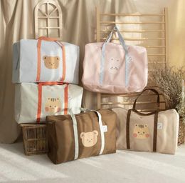 Diaper Bags Tas popok bayi baru lahir katun tas Organizer kereta bordir beruang gantung penyimpanan mainan untuk wanita tangan besar ibu 230907