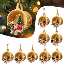 Christmas Decorations 1Pcs Acrylic Tree Pendant Cute Dog Animal Drop Ornament Year Festive Party Supplies Room Decoration Xmas Gift 230907