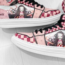 Dress Shoes Anime Shoes Nezuko Attack onTitan Sneakers Cartoon Tanjirou Cosplay Men Casual High Top Shoes Running Shoes Sneakers Women 35-46 230907