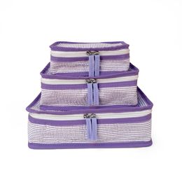 Purple Seersucker Bag Organiser 20pcs GA Warehouse Packing Cubes 3 in 1 Travel Bags set 3 size luggage packing bags DOM2444