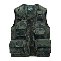 Men's Vests Men Outdoor Waistcoats Climbing Jackets Multipocket Fishing Pography Mesh Breathable Coats Size 6XL 230908