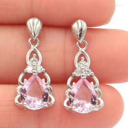 Stud Earrings 24x10mm Elegant 3.75g Drop Real Red Ruby Green Emerald Citrine Kunzite Violet Tanzanite 925 Solid Sterling Silver