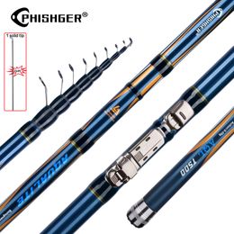 Boat Fishing Rods PHISHGER Telescopic Bolognese Trout Rod 4455556m 30T Carbon Float 535g Ultralight Surf Spinning Travel Fast Pole 230907