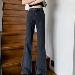 Women's Jeans Autumn Fashion Vintage Wide Leg Loose Slim Flared Women Solid Colour High Street Ladies Trousers S-XL