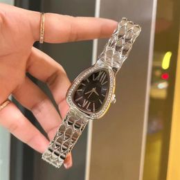 Fashion Women Watch Jewellery Clasp Dress Watches Quartz Movement Snake Style Splash Waterproof Wristwatch Diamond Case Rose Gold Cl2592