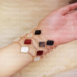 Fashion Charm Bracelets Classic 4 Four Leaf Clover Chain bracelet designer 18K Gold Agate Shell Mother-of-Pearl for Women&Girl Wed285s