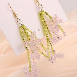 Dangle Earrings Mori Style Small Fresh Sweet Long Tassel Flower Fashion Beaded The Valley Orchid Lily Of