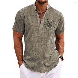 Men's Casual Shirts Summer Men Henley Shirt Short Sleeve Tops 3d Sun Graphic Clothing Fashion Designer Apparel Streetwear Mens Hawaiian 2023