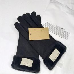 Female winter leather gloves with plush touch screen Rex Rabbit Fur mouth Korean version cycling cold proof and warm sheepskin spl292x