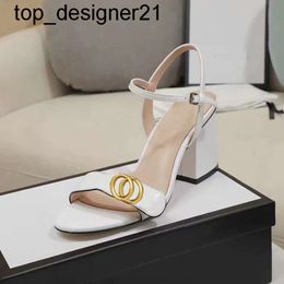 Classic High heeled sandals designer fashion brand leather women Dance shoe sexy heels Suede Lady Metal Belt buckle Thick womens high heel