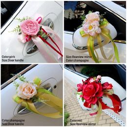 Decorative Flowers Wedding Car Decoration Flower Door Handles Rearview Mirror Decorate Artificial