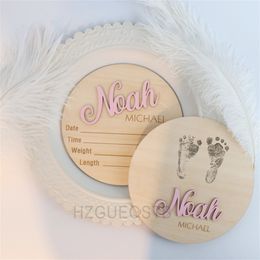 Other Event Party Supplies A Set Custom Name Birth Announcement Wooden 3D Sign Personalised Hospital born Birth Arrival Baby Name Hello World Po Prop 230907