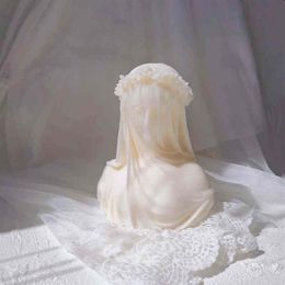 Veiled Lady Candle Silicone Mould Female Bride Antique Bust Statue Sculpture Woman Body Silicone Mould For Art Decor H1222294G