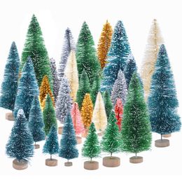 Christmas Decorations 5pcs 5cm125cm Mini Tree Gold Green Small Pine Sisal Placed In The Desktop Year Xmas Party Ornaments Navidad 230907