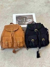 Top quality designer bag women backpack fashion school bag letter tassel designer backpack black brown shoulder bags women handbag