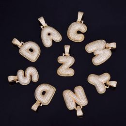 A-Z Custom Name Bubble Letters Necklaces & Pendant Bling Cubic Zircon Hip Hop Jewelry 2 Colors with Cuban chain s255d