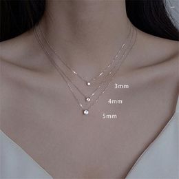 Pendant Necklaces Pure Silver 925 For Women 3/4/5mm Mini Cubic Zirconia & Necklace Chain Collier Choker High Quality Jewellery