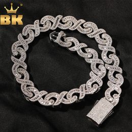 Pendant Necklaces THE BLING KING 15mm Infinity Cuban Baguettecz Necklace Iced Out Square Cubic Zirconia HipHop Fashion Jewellery For Party Gift 230908