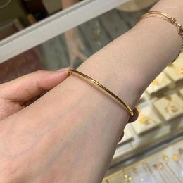 Bangle Originality Of Ancient Method - Inheritance Smooth Plain Circle Bracelet Female Personality Fold Wear All Gold Bracelets