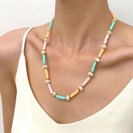 Choker Colour Soft Pottery Beads Necklace Natural Fresh Water Irregular Heart Pearl Beach Femme Jewellery Gift Wholesale
