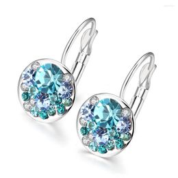 Dangle Earrings Fashion Crystals Earring Silver Colour Bella Round Dorp For Women Party Wedding Bijoux